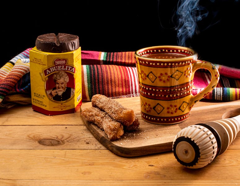 Chuys churros with chocolate dipping sauce